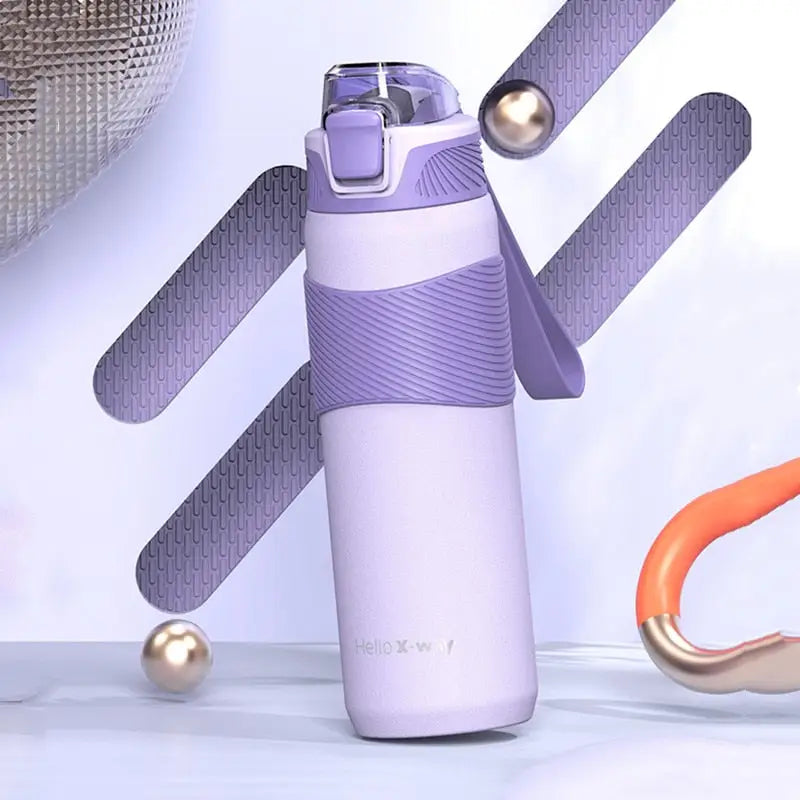 Portable Long Stainless Steel Water Bottle - Purple / 580ml