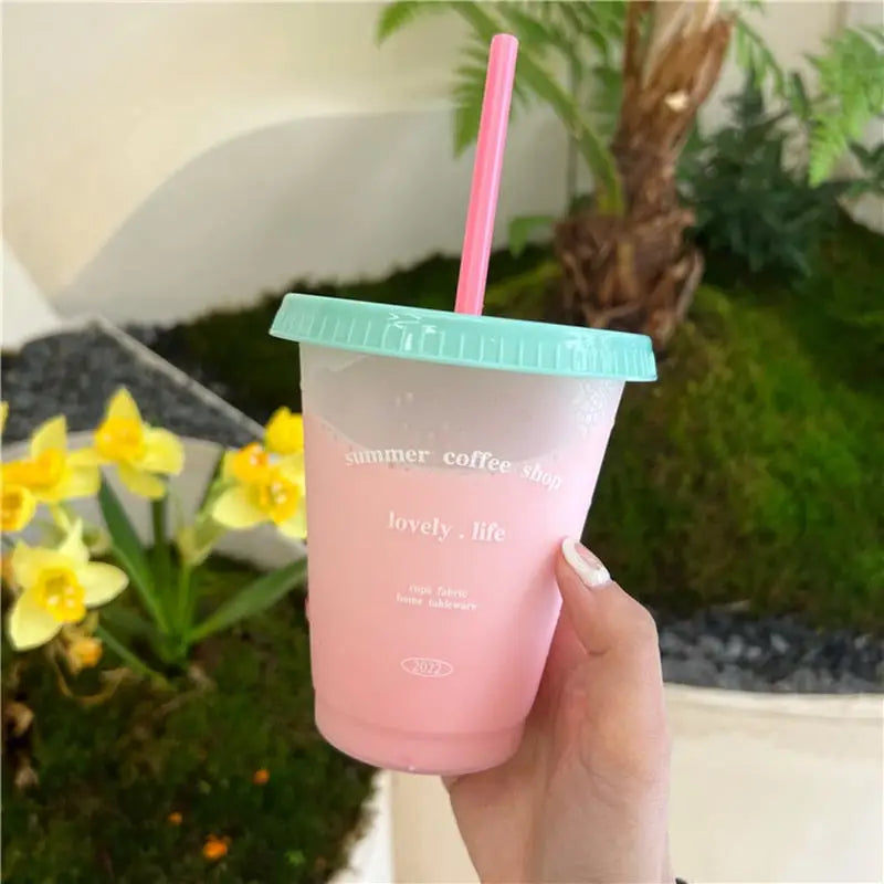 Reusable Cup with Straw - 400 ml / Blue
