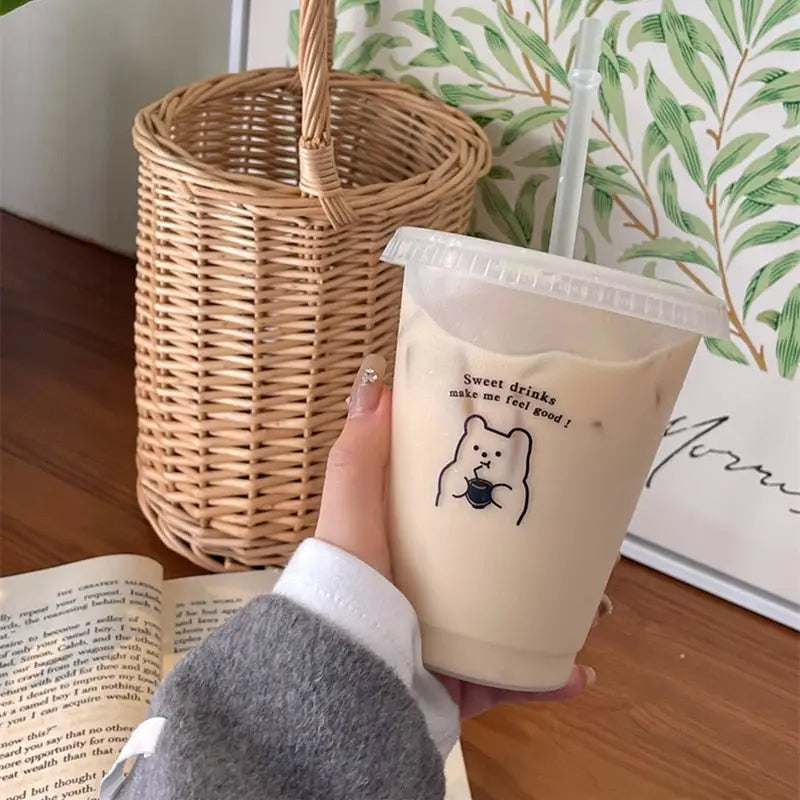 Reusable Cup with Straw - 400 ml / White