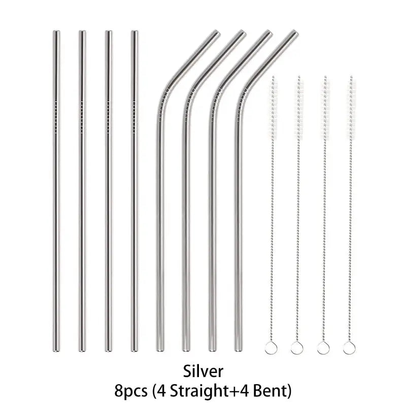 Reusable Metal Straws - Silver