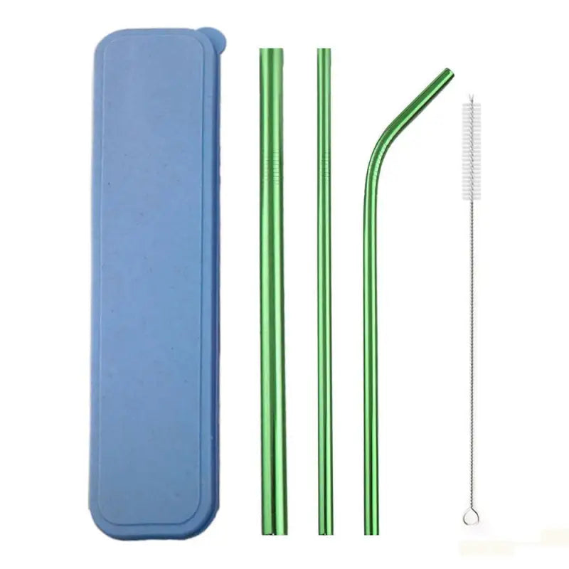 Reusable Straws with Case - Green
