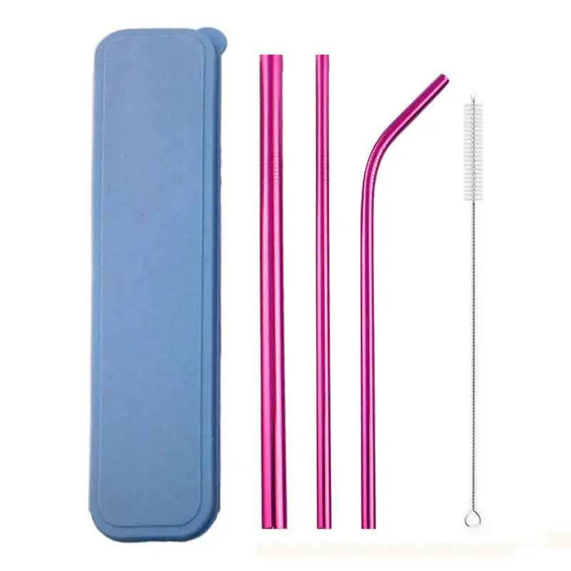 Reusable Straws with Case - Pink