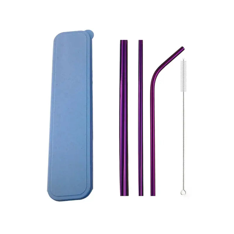 Reusable Straws with Case - Purple