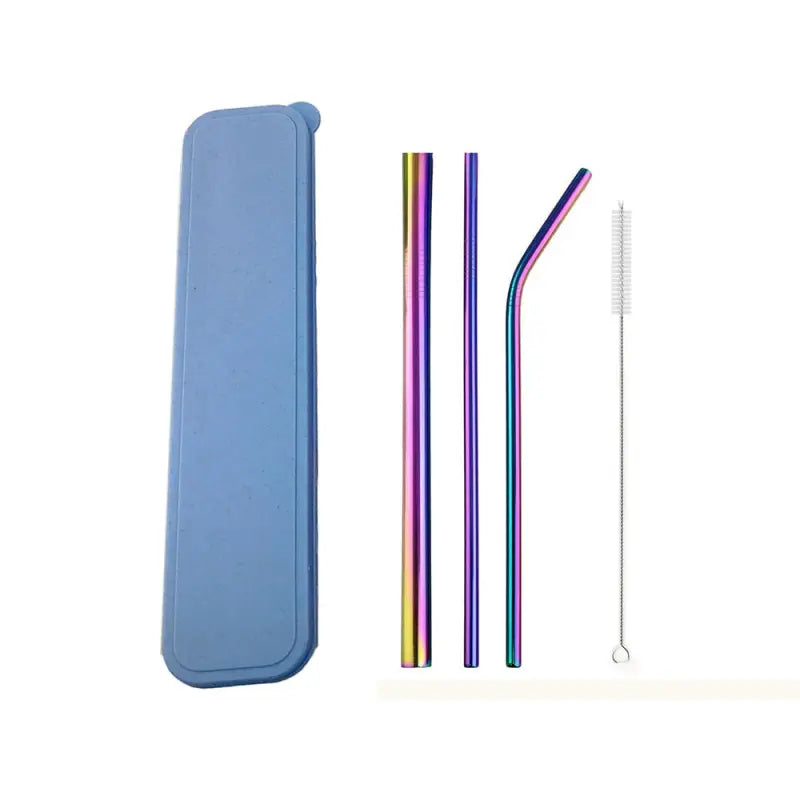 Reusable Straws with Case - Rainbow