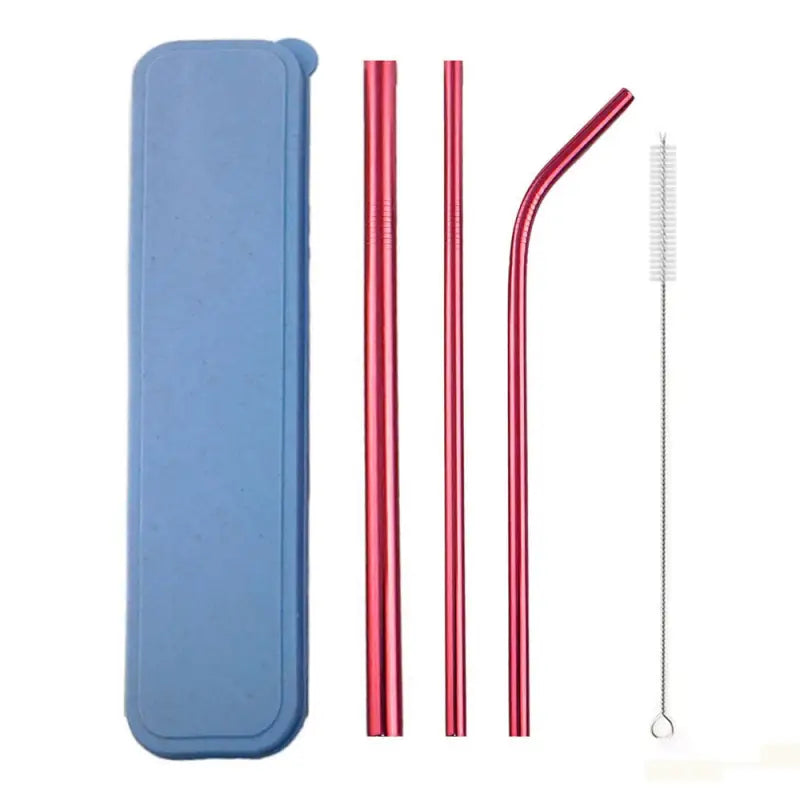 Reusable Straws with Case - Red