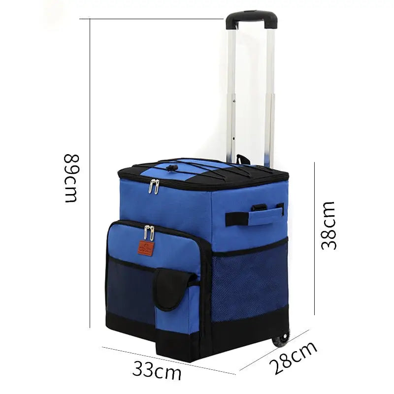 Rolling Cooler Carts - Blue With Wheels