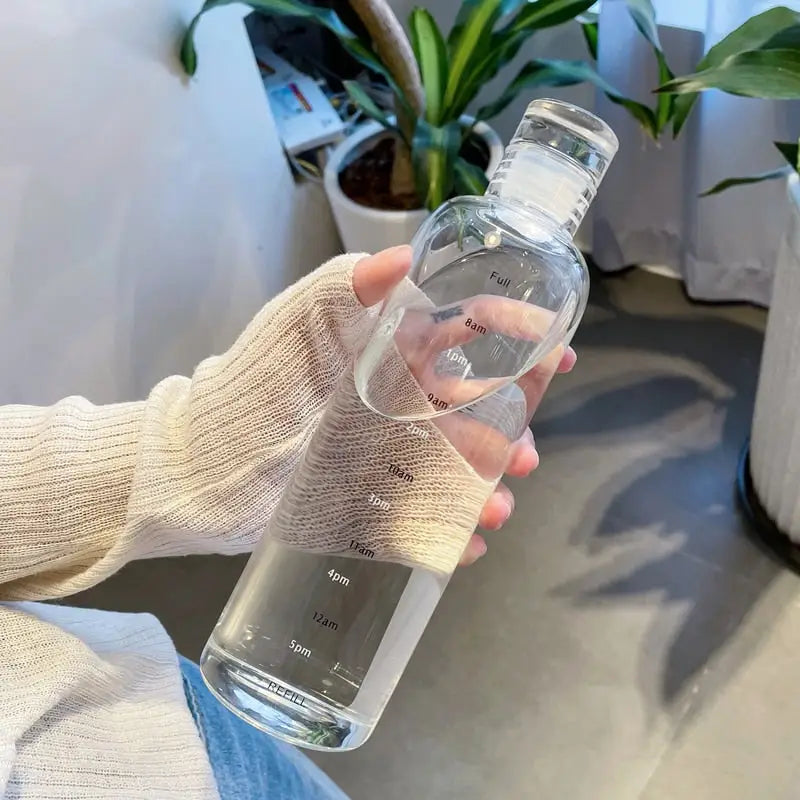 School Glass Water Bottle - 500ml White