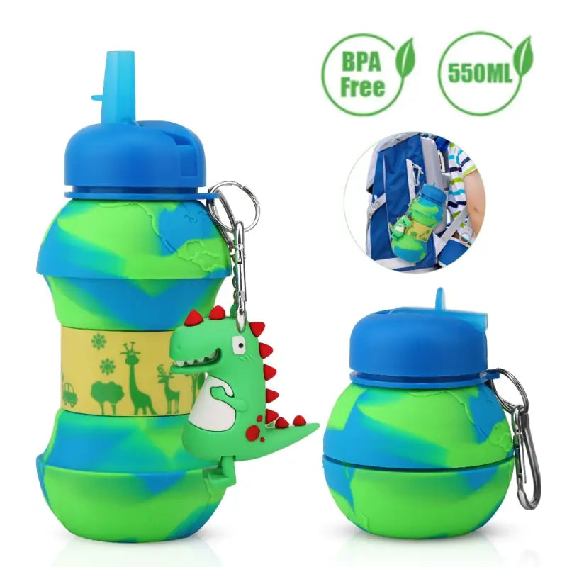 Silicone Kids Water Bottle - Green / 550ML