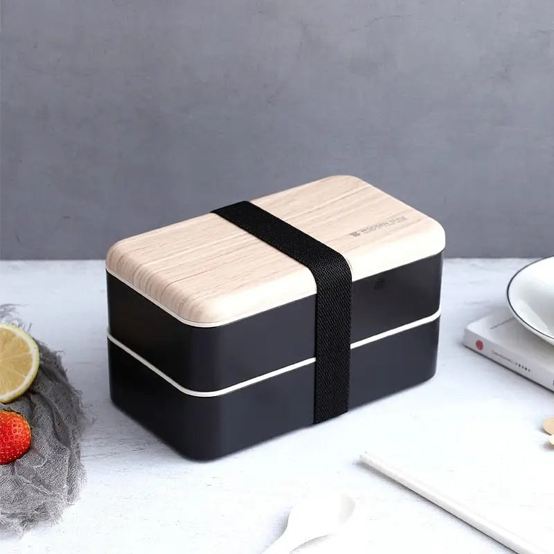 Ceramic Bento Box With Wooden Lid