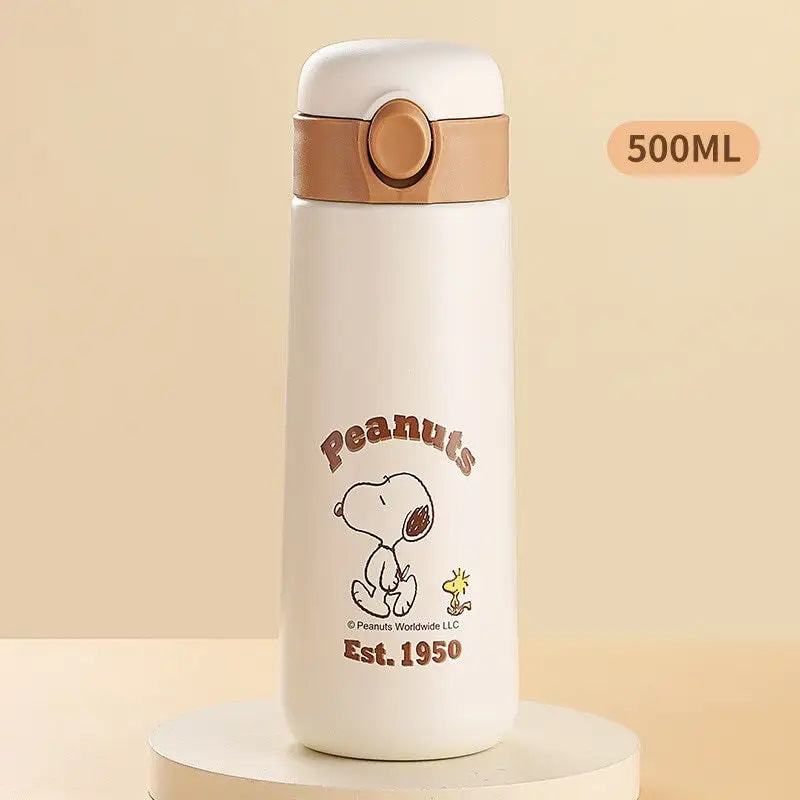 Stainless Snoopy Kids Water Bottle - White