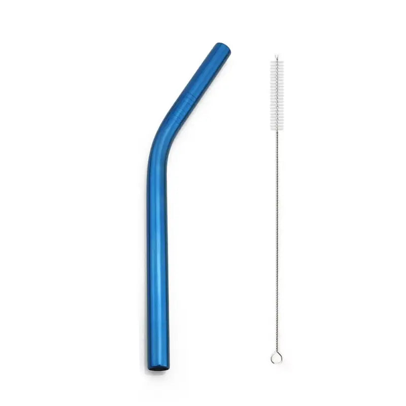 Straight Reusable Straw - Blue Bent