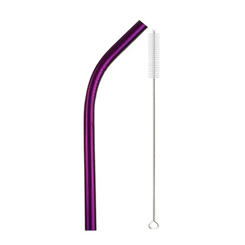Straight Reusable Straw - Purple Bent
