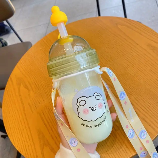 Straw Cap Kids Water Bottle - Yellow / 501-600ml