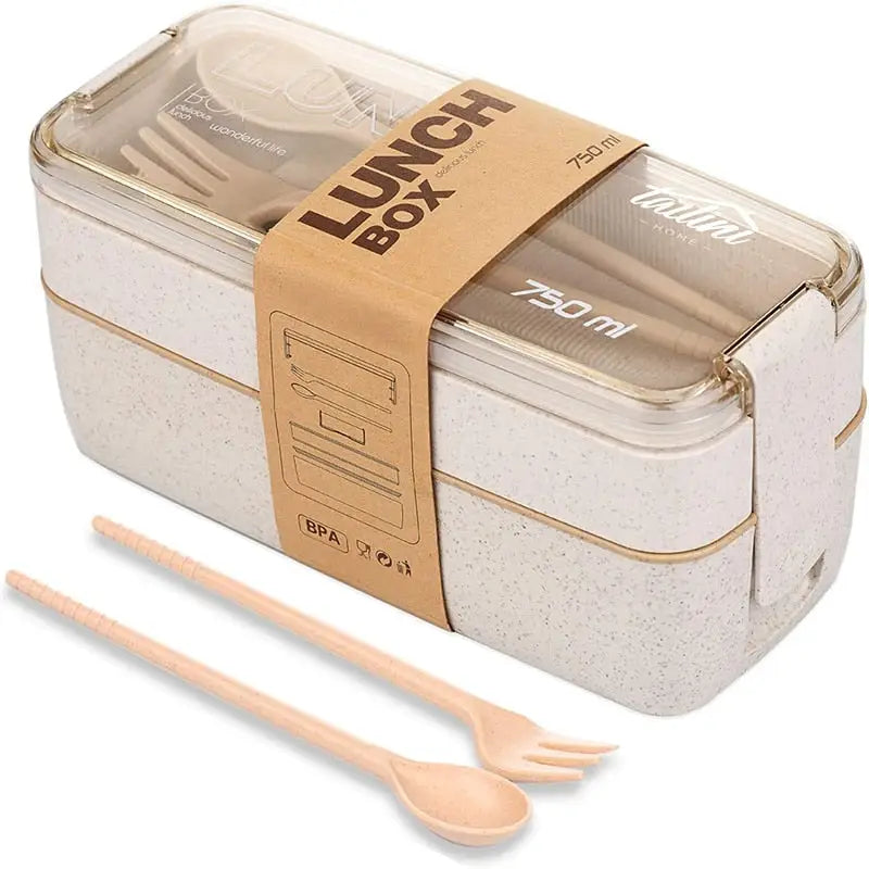 2 Layer Grid Portable Hermetic Lunch Box Children Student Bento Box wi –  pocoro