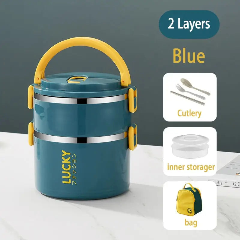Thermos Bento Box - 2 Blue With bag