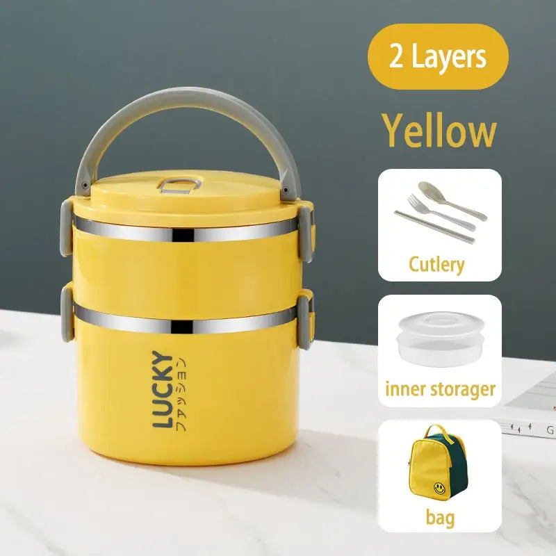 Thermos Bento Box - 2 Yellow With Bag