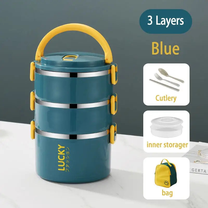 Thermos Bento Box - 3 Blue With bag