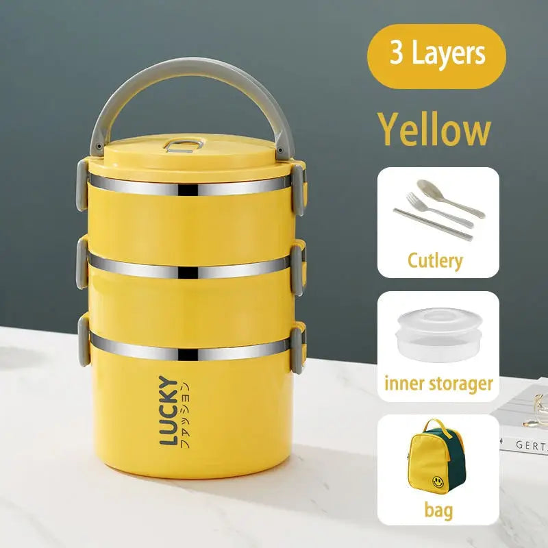 Thermos Bento Box - 3 Yellow With Bag
