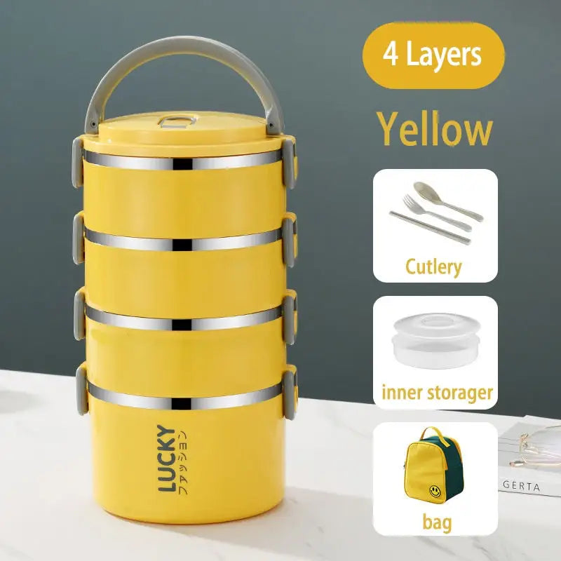 Thermos Bento Box - 4 Yellow With bag