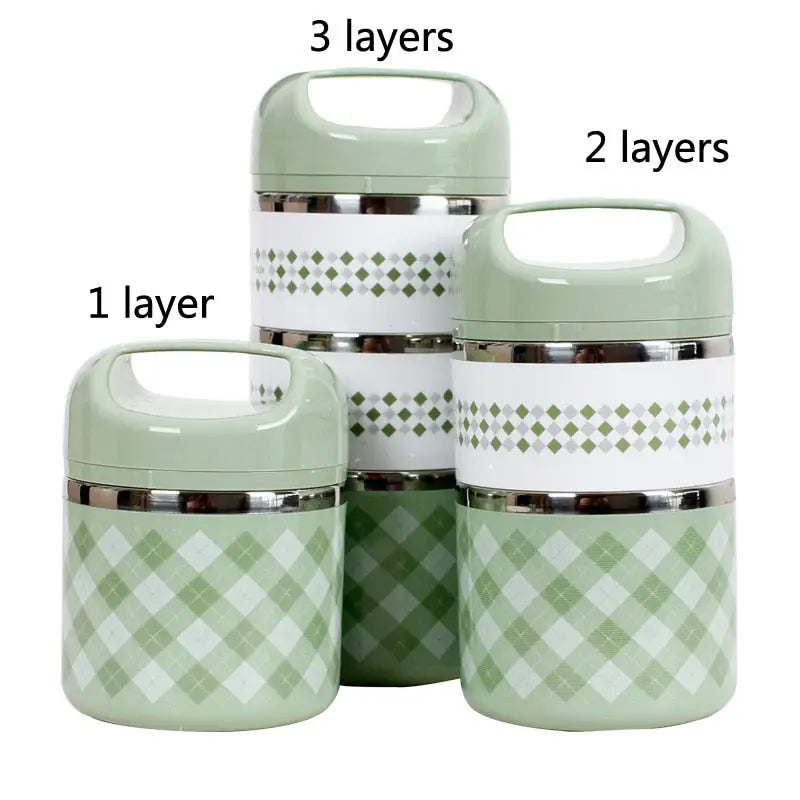 Thermos Bento Lunch Box - Green Lunch Box / 3layer-1230ml