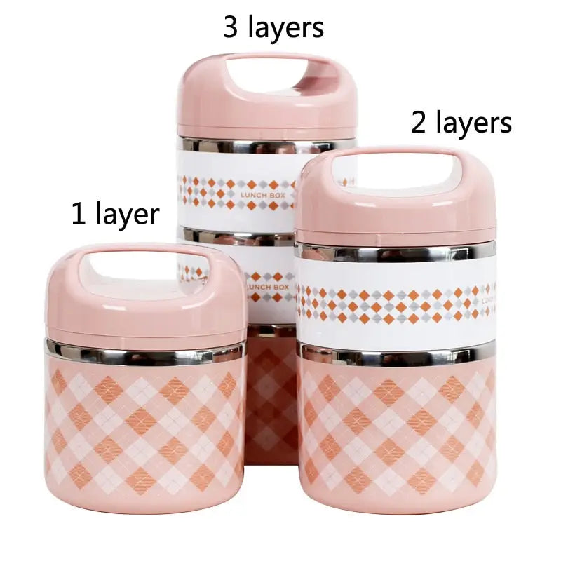Thermos Bento Lunch Box - Pink Lunch Box / 3layer-1230ml