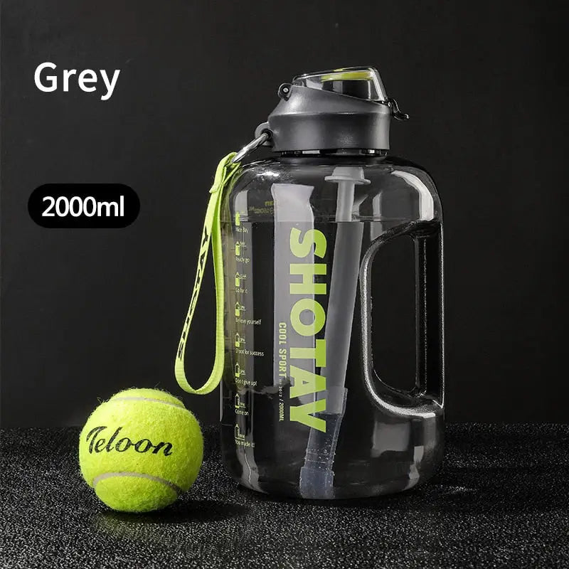 Training Sports Water Bottle - Black 2000ml
