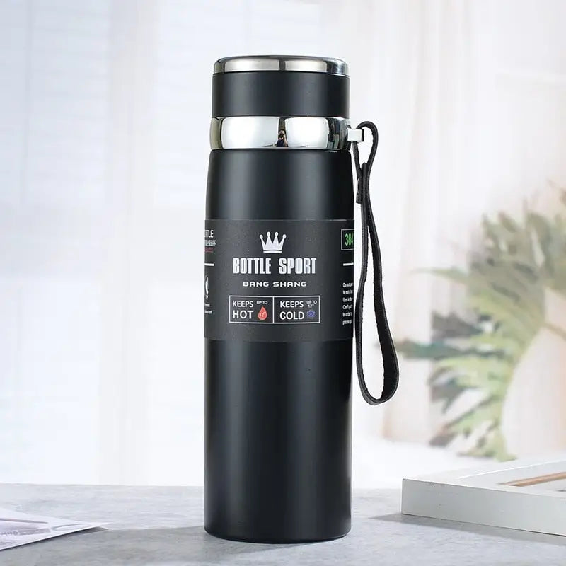 Vacuum Flask Sports Water Bottle - 600ML / Black