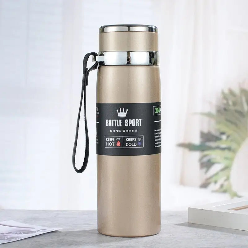 Vacuum Flask Sports Water Bottle - 600ML / Gold