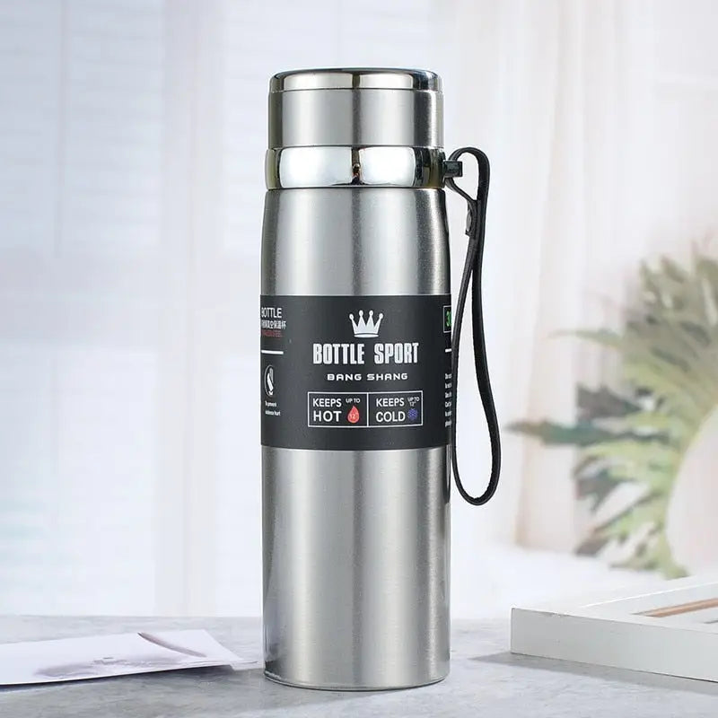 Vacuum Flask Sports Water Bottle - 600ML / Silver