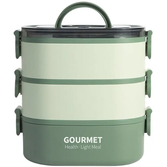 3 Compartment Bento Box - Green / 3 / 2000ml