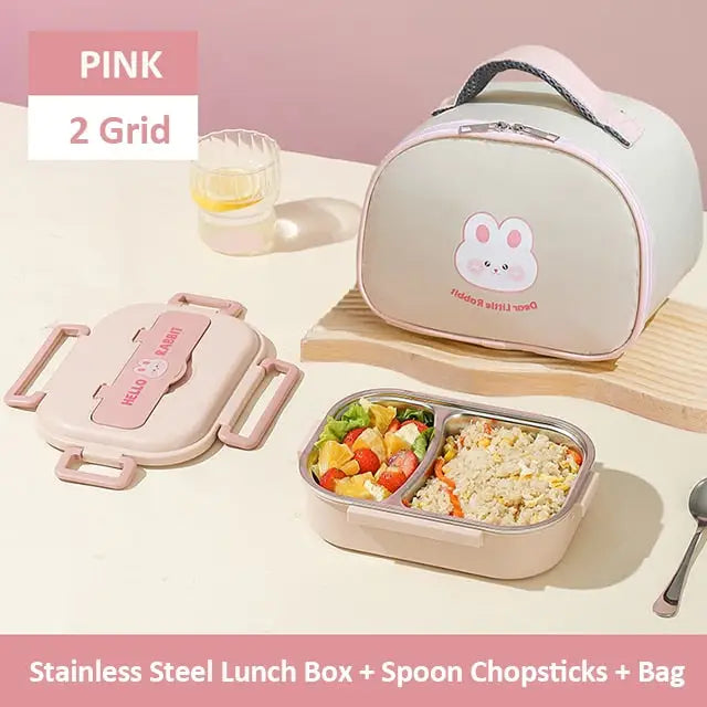 Aesthetic Metal Lunchbox - 2 Grid With Bag