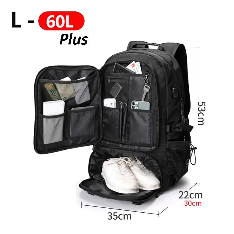 Backpack Cooler With Camera Compartment - Black Plus 60L