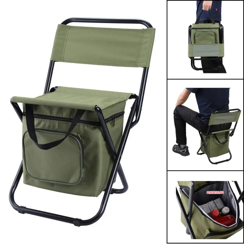 Backpack cooler with foldable chair