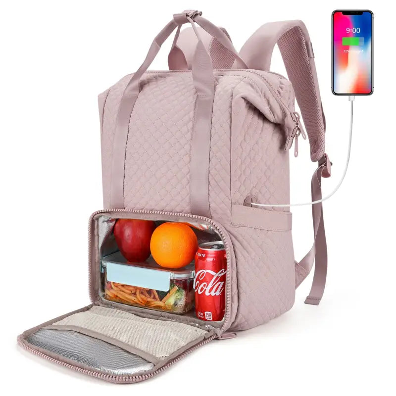 Backpack Cooler With Phone Charger - Pink