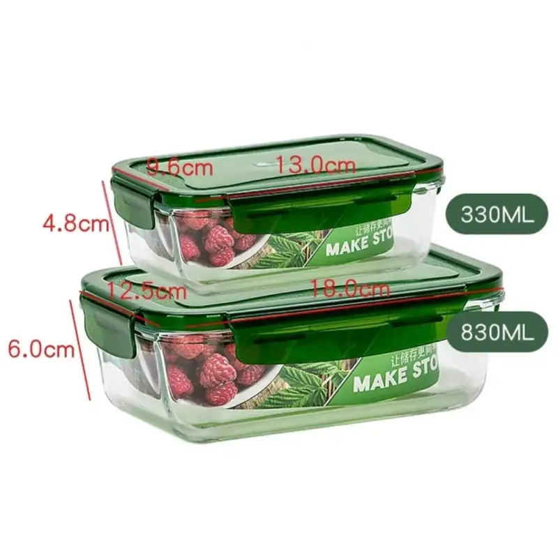 Bento Box Glass - 330 and 830ml green