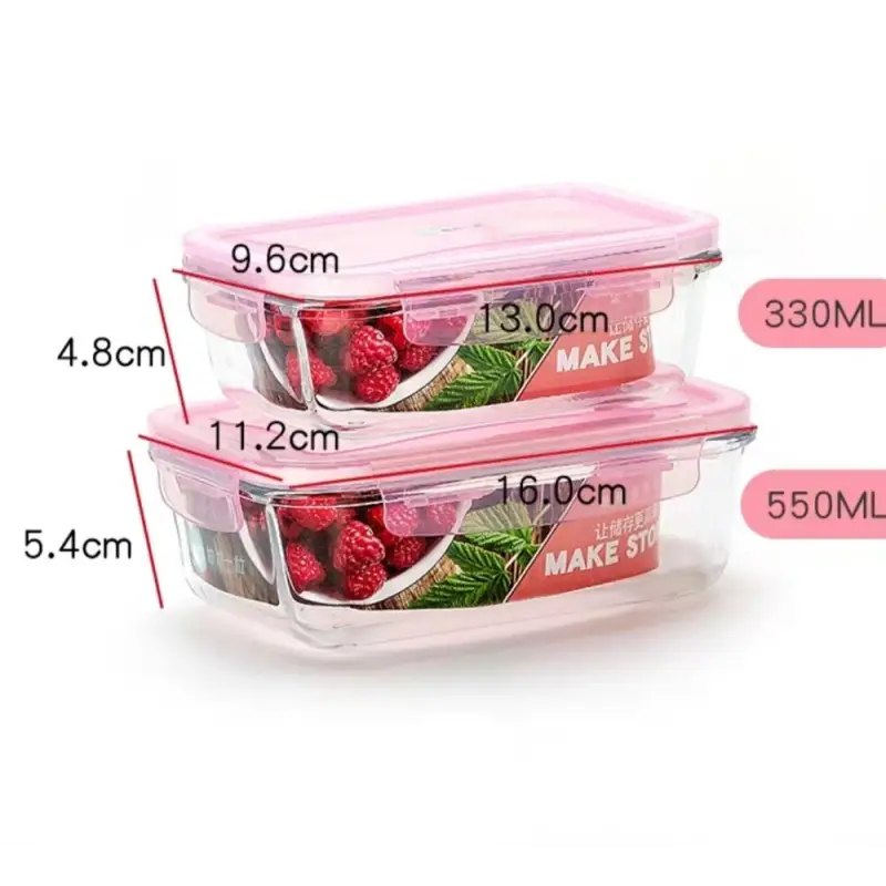 Bento Box Glass - 330ml and 550ml pink