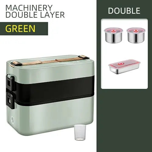 Bento Box Heated - Green Double Layer