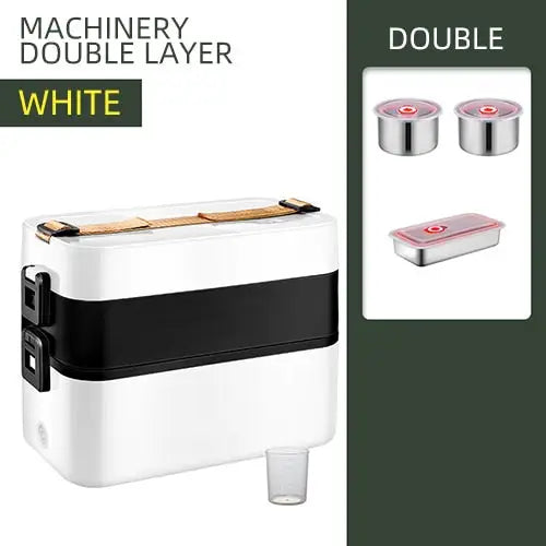 Bento Box Heated - White Double Layer