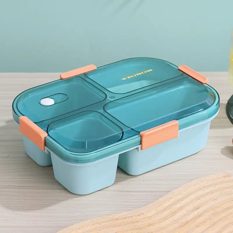 Bento Box Lunch Box For Adults - 4 Grid Blue