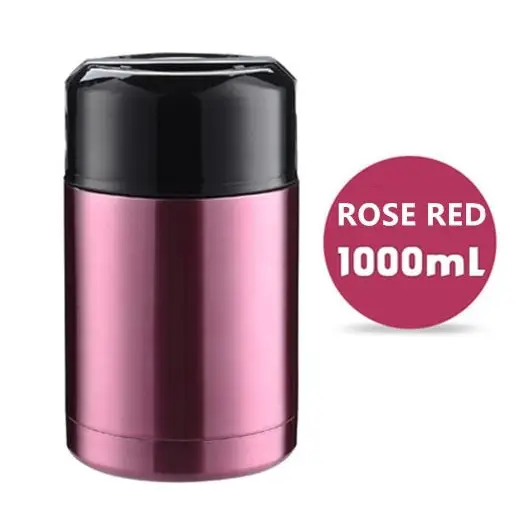 Bento Box with Thermos - 1000ml Rose Red
