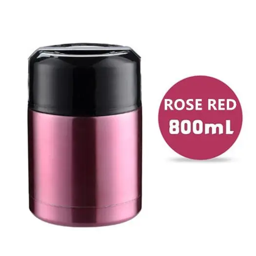 Bento Box with Thermos - 800ml Rose Red