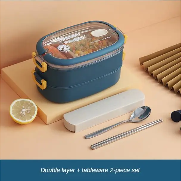 Bento Lunch Box - Blue Double Layer
