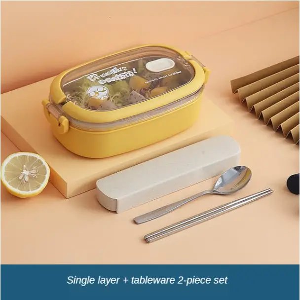 Bento Lunch Box - Yellow Single Layer