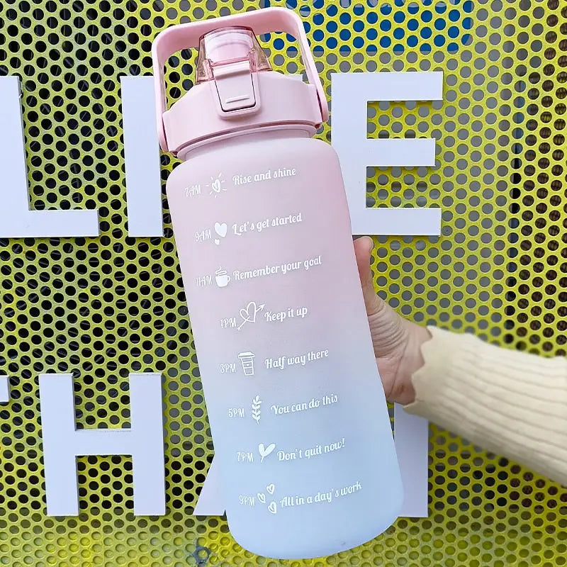 Big Motivational Sports Water Bottle - 2000ml / Pink