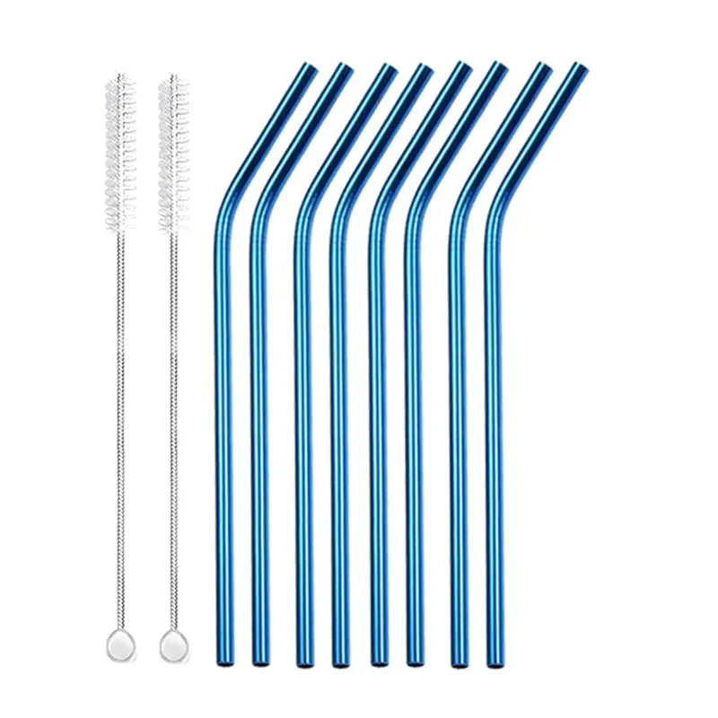 Blue Reusable Straws - Bent