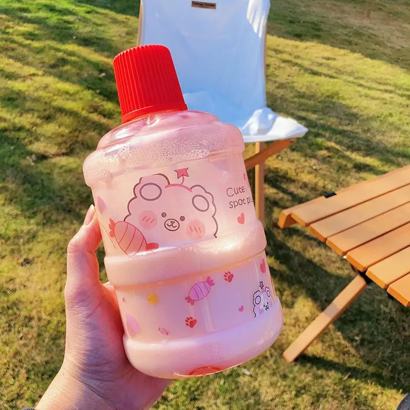 Bucket Kids Water Bottle - 1.0L / Clear Pink