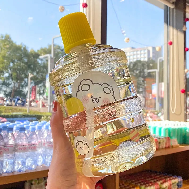 Bucket Kids Water Bottle - 1.0L / Clear Yellow