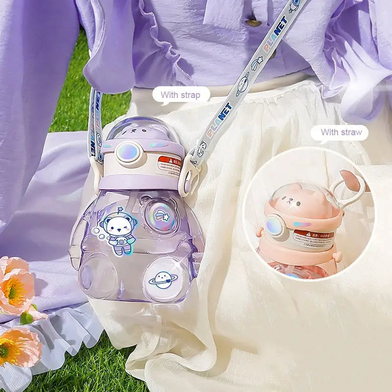 Clear Cute Astronaut Kids Water Bottle