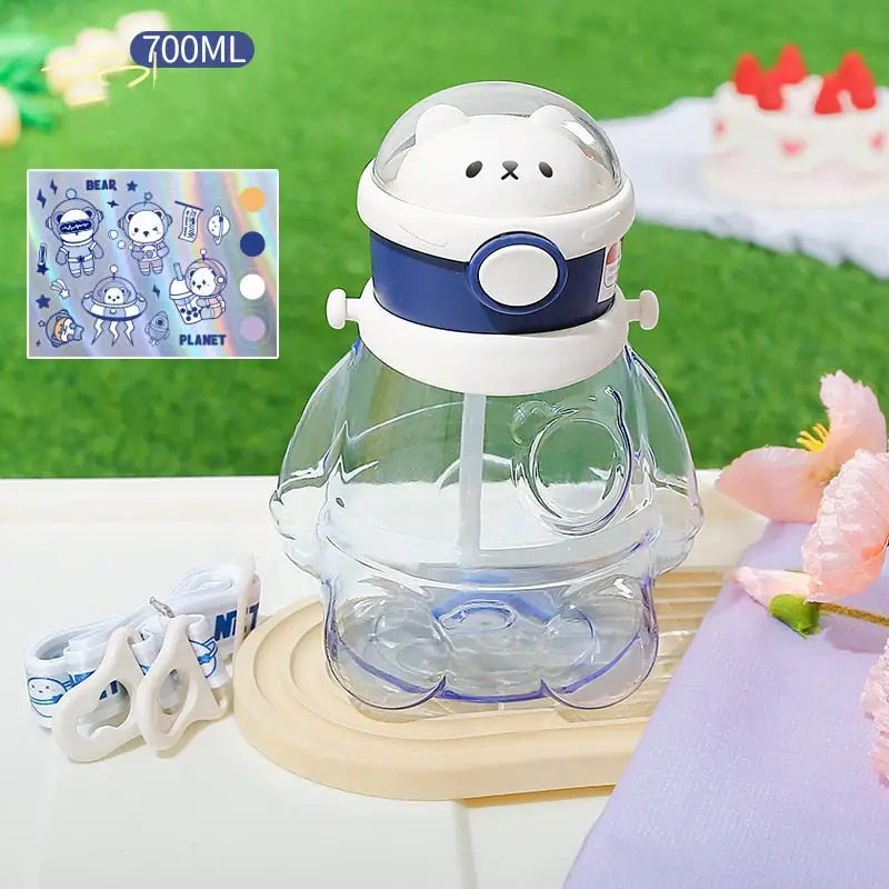 Clear Cute Astronaut Kids Water Bottle - 700ml / Blue