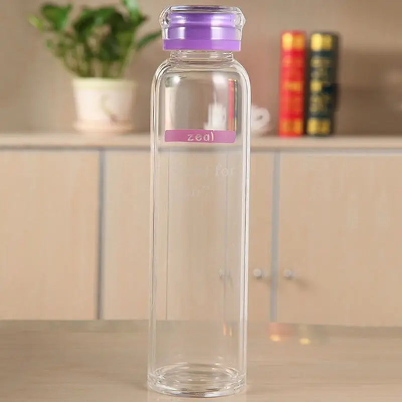 Clear Glass Water Bottle - 400-500ml / Purple